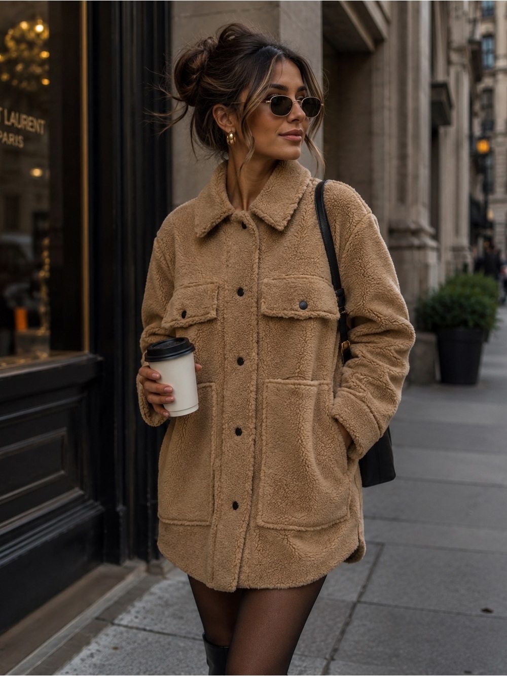 ZARA faux shearling teddy doublefaced coat